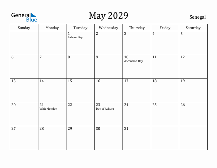 May 2029 Calendar Senegal
