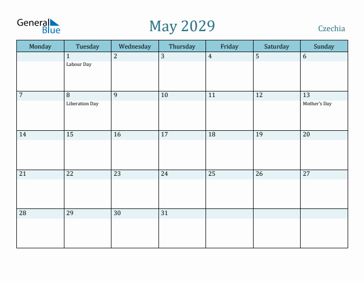 May 2029 Calendar with Holidays