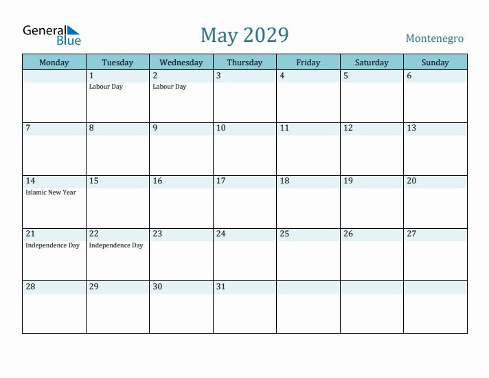 May 2029 Calendar with Holidays