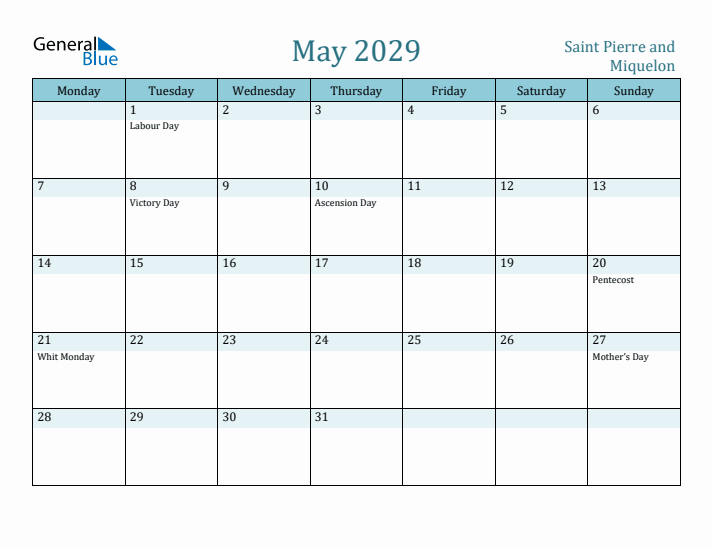 May 2029 Calendar with Holidays