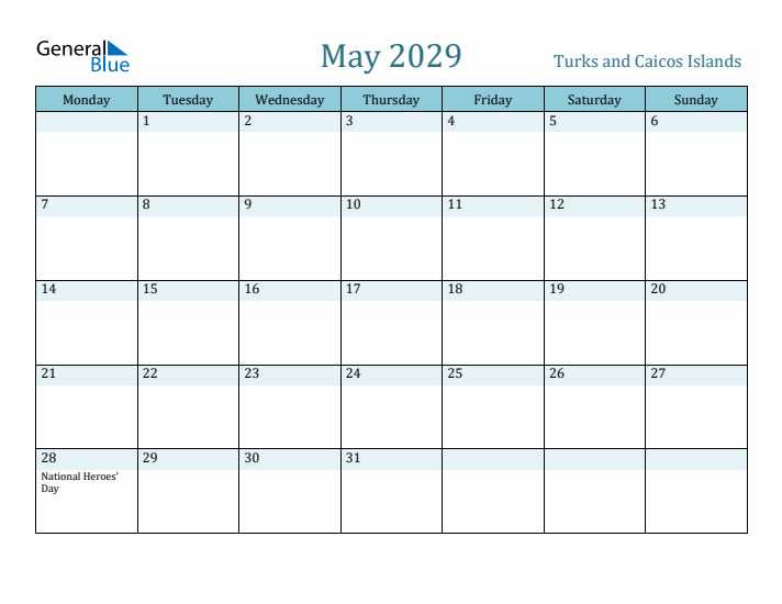 May 2029 Calendar with Holidays
