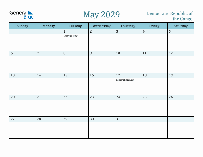 May 2029 Calendar with Holidays