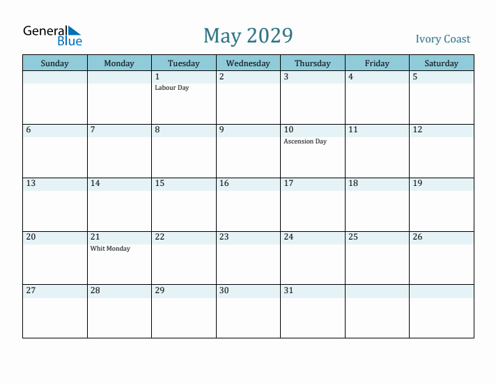 May 2029 Calendar with Holidays