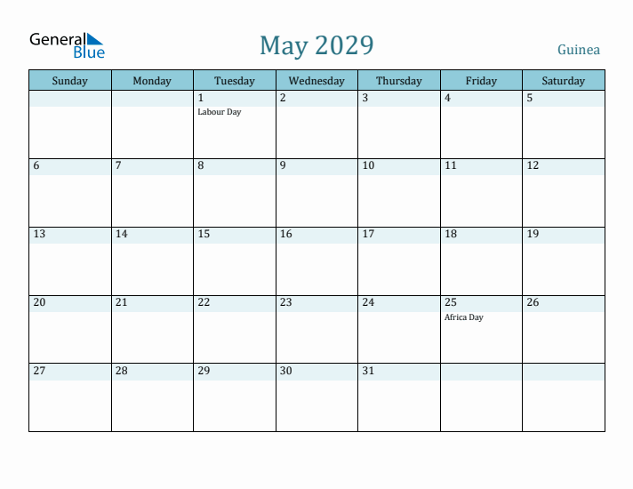 May 2029 Calendar with Holidays