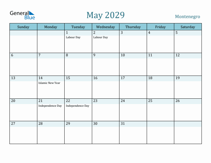 May 2029 Calendar with Holidays