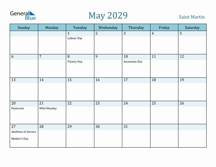May 2029 Calendar with Holidays