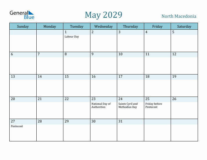 May 2029 Calendar with Holidays