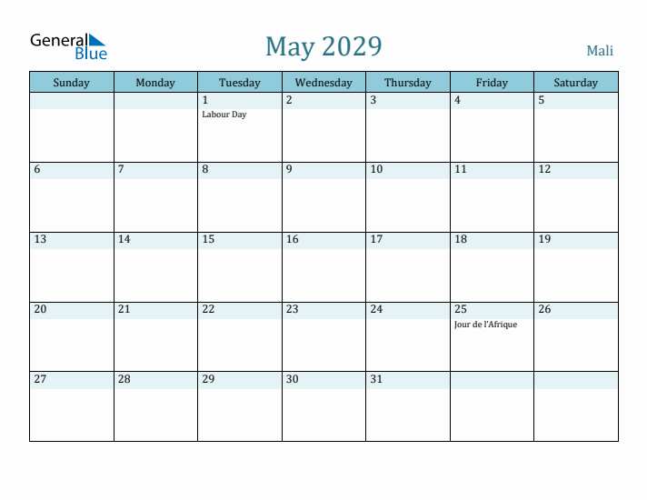 May 2029 Calendar with Holidays