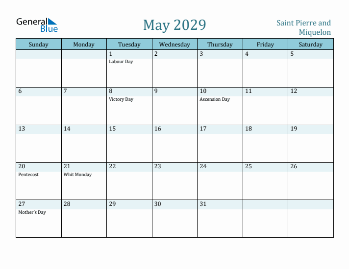 May 2029 Calendar with Holidays