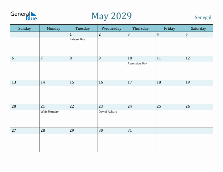 May 2029 Calendar with Holidays