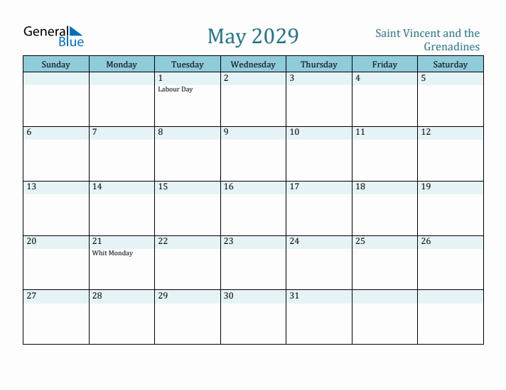 May 2029 Calendar with Holidays