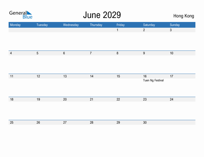 Fillable June 2029 Calendar