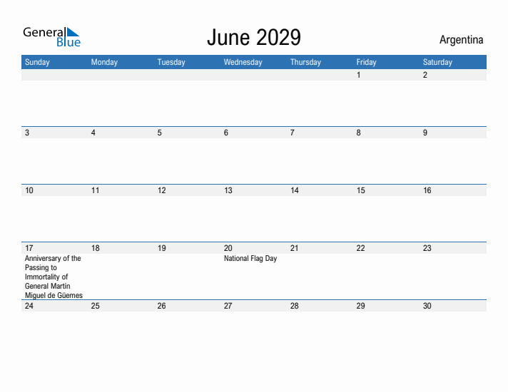 Fillable June 2029 Calendar