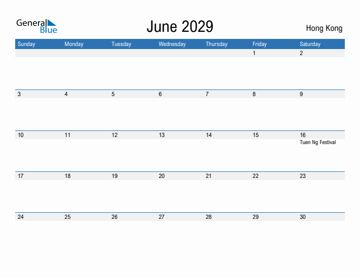 Fillable June 2029 Calendar