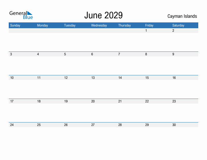 Fillable June 2029 Calendar