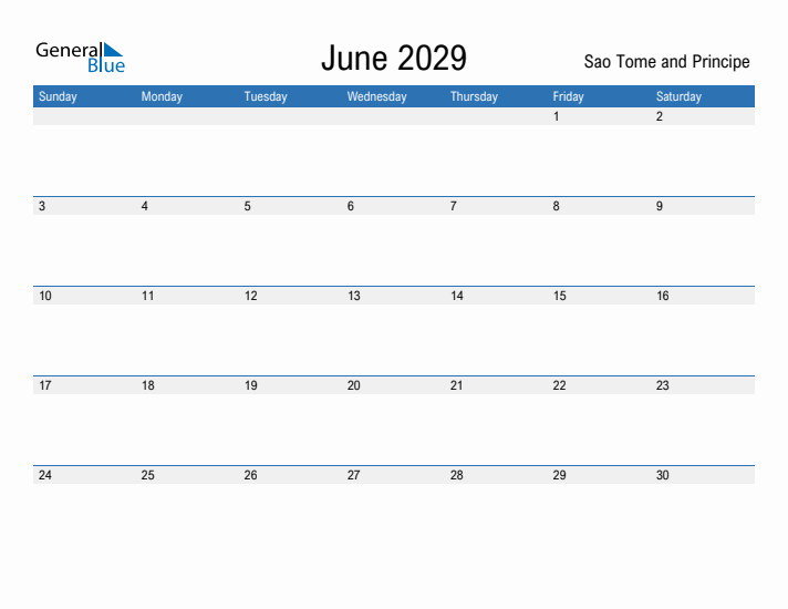 Fillable June 2029 Calendar