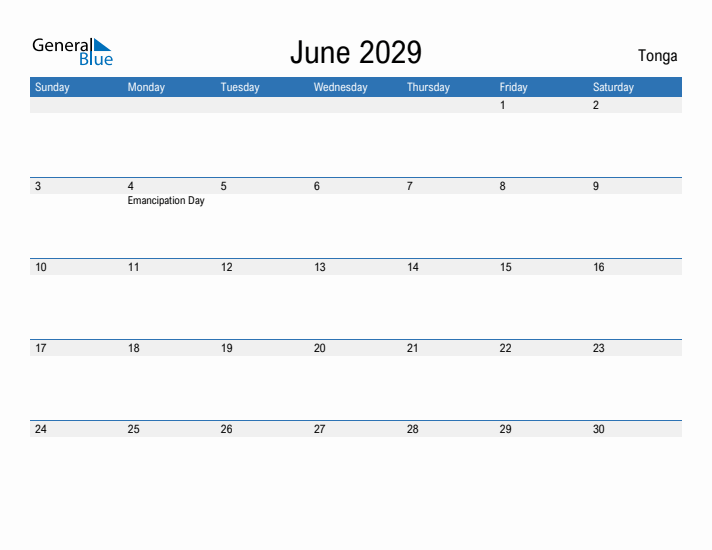 Fillable June 2029 Calendar