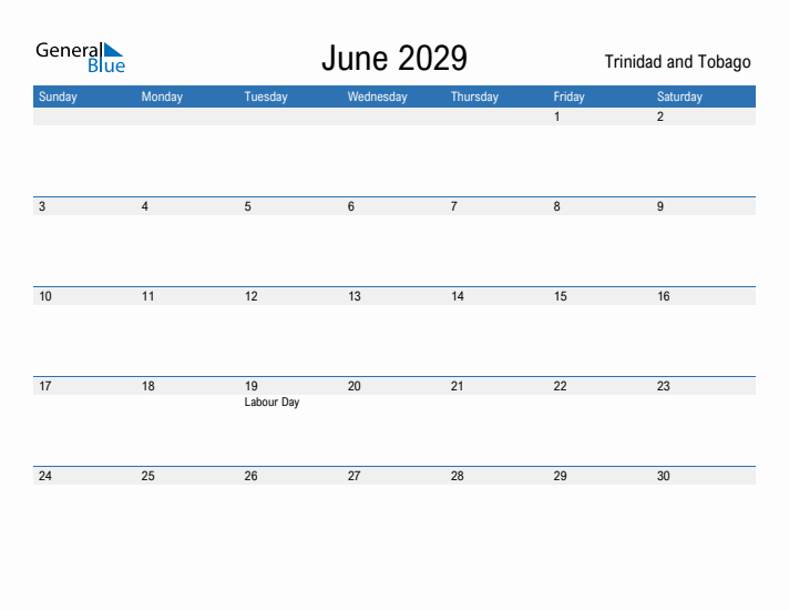 Fillable June 2029 Calendar