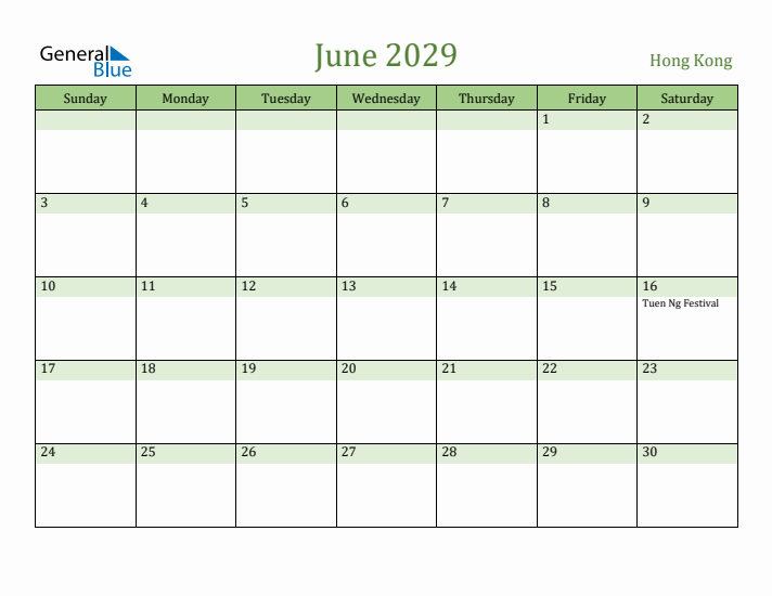 June 2029 Calendar with Hong Kong Holidays