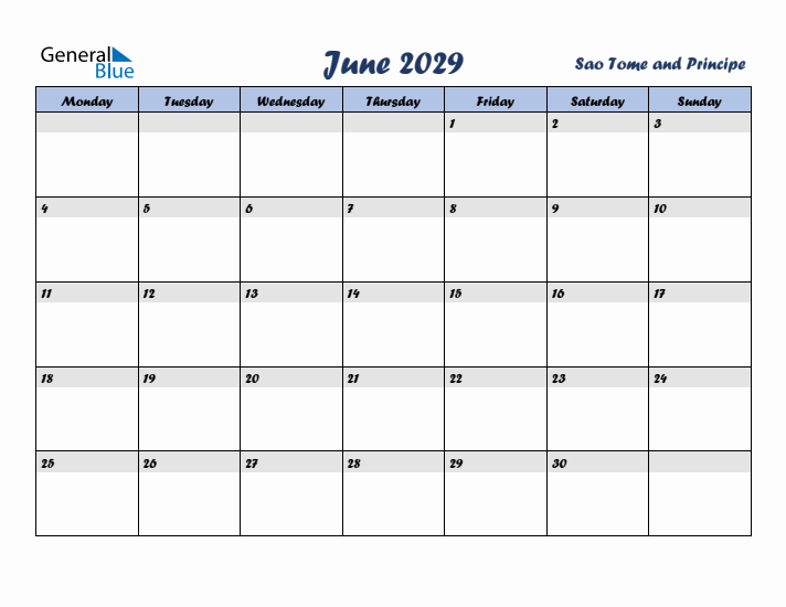 June 2029 Calendar with Holidays in Sao Tome and Principe