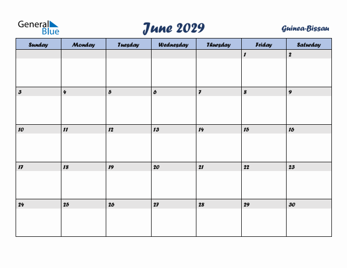 June 2029 Calendar with Holidays in Guinea-Bissau