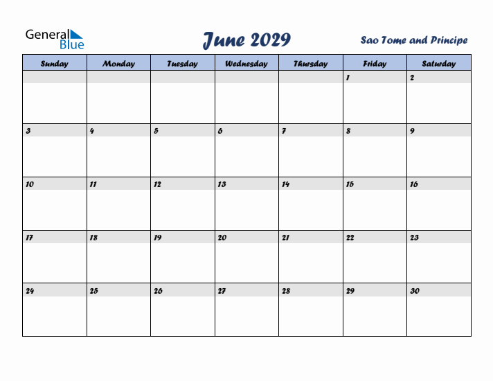 June 2029 Calendar with Holidays in Sao Tome and Principe