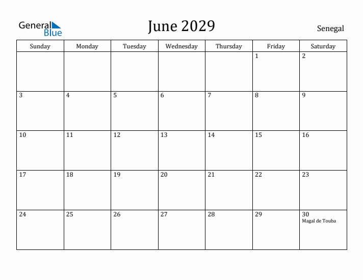 June 2029 Calendar Senegal