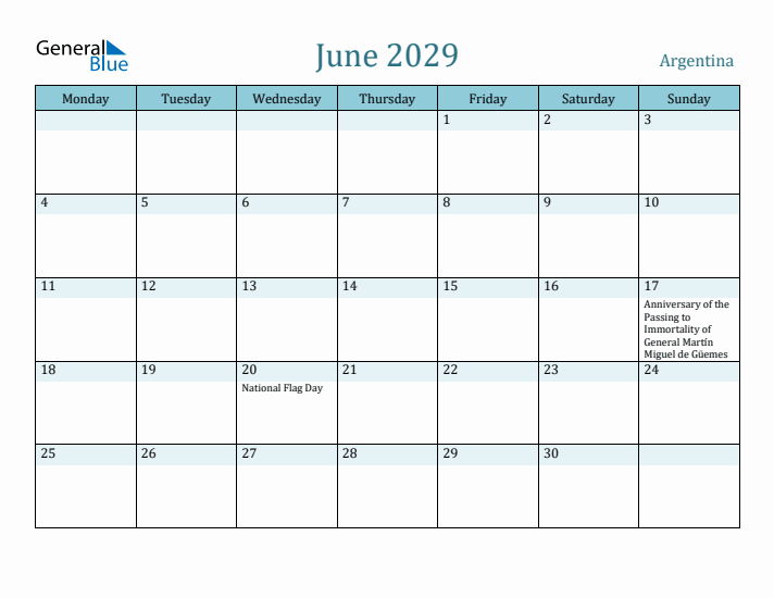 June 2029 Calendar with Holidays