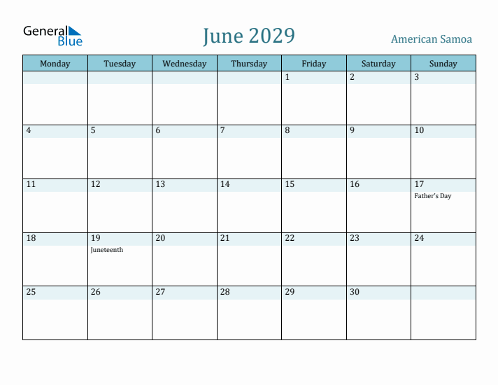 June 2029 Calendar with Holidays