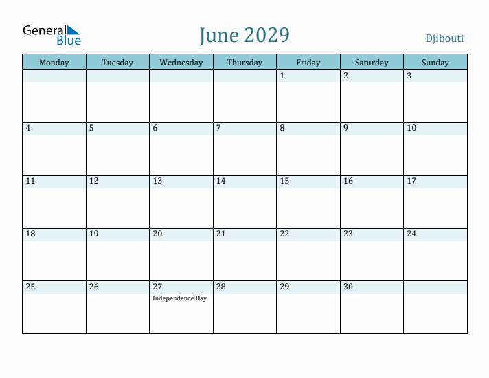 June 2029 Calendar with Holidays