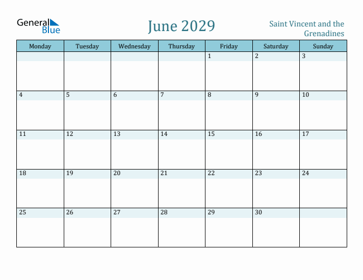 June 2029 Calendar with Holidays