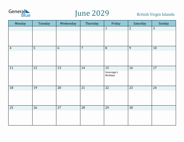 June 2029 Calendar with Holidays