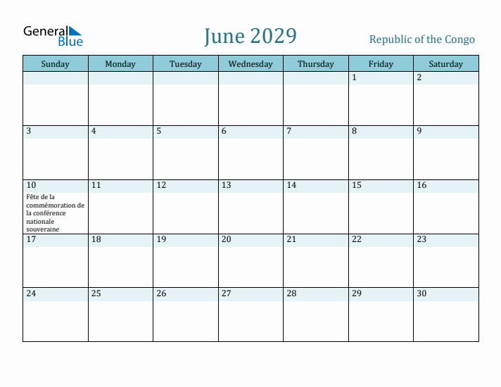 June 2029 Calendar with Holidays