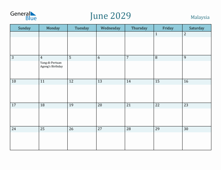 June 2029 Calendar with Holidays