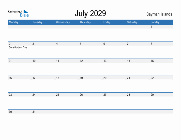 Fillable July 2029 Calendar
