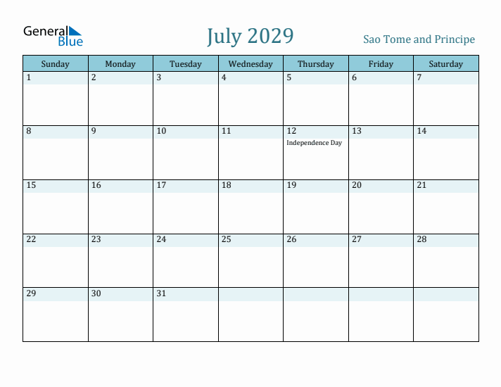 July 2029 Calendar with Holidays