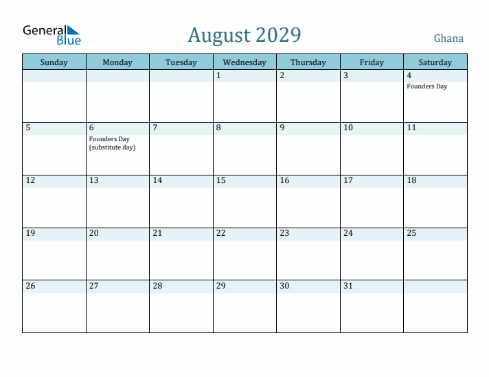 August 2029 Calendar with Holidays