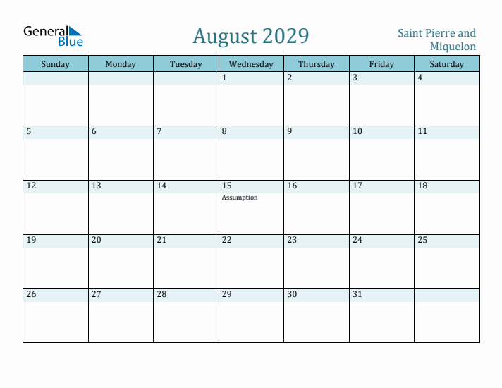 August 2029 Calendar with Holidays
