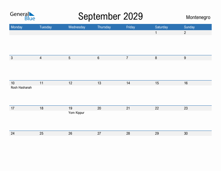 Fillable September 2029 Calendar