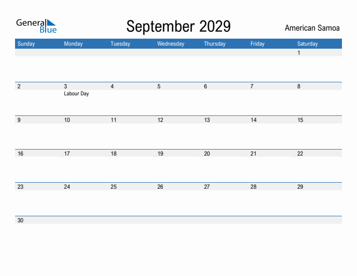 Fillable September 2029 Calendar