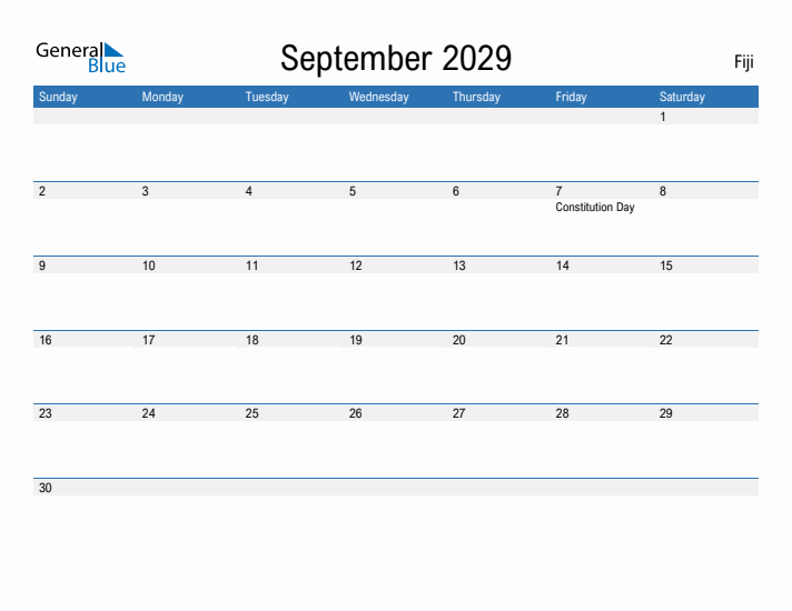 Fillable September 2029 Calendar