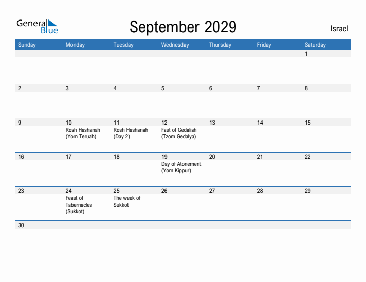 Fillable September 2029 Calendar