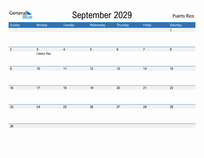 Fillable September 2029 Calendar