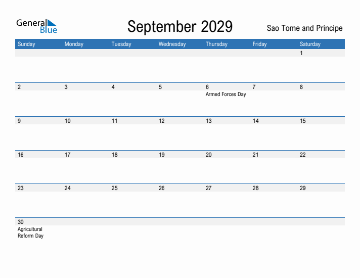 Fillable September 2029 Calendar