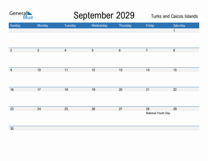 Fillable September 2029 Calendar