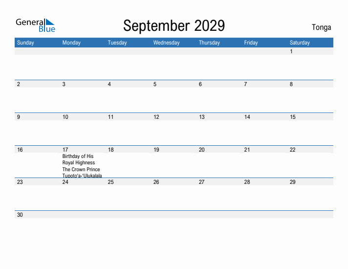 Fillable September 2029 Calendar