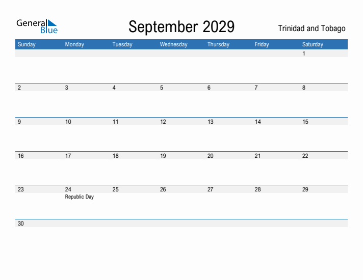Fillable September 2029 Calendar