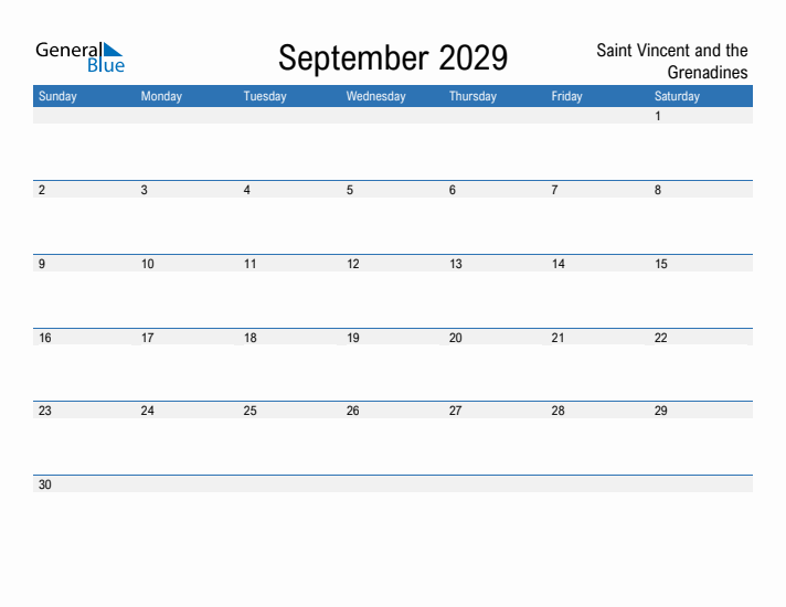 Fillable September 2029 Calendar