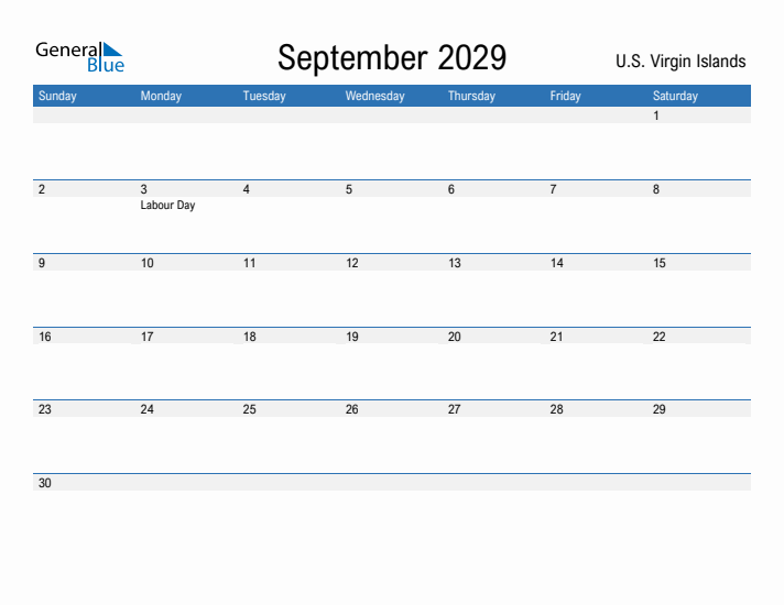 Fillable September 2029 Calendar