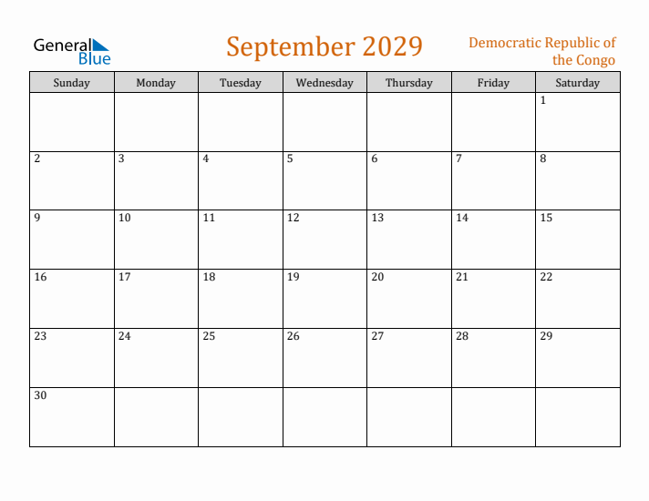 September 2029 Holiday Calendar with Sunday Start